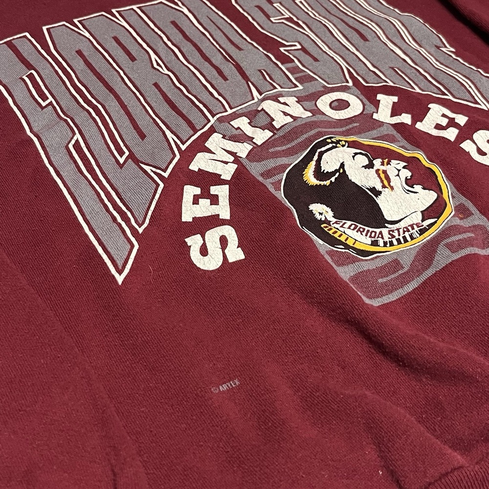 Vintage Florida State Seminoles Crewneck Sweatshirt  Burgundy Artex USA Size M - Picture 3 of 7